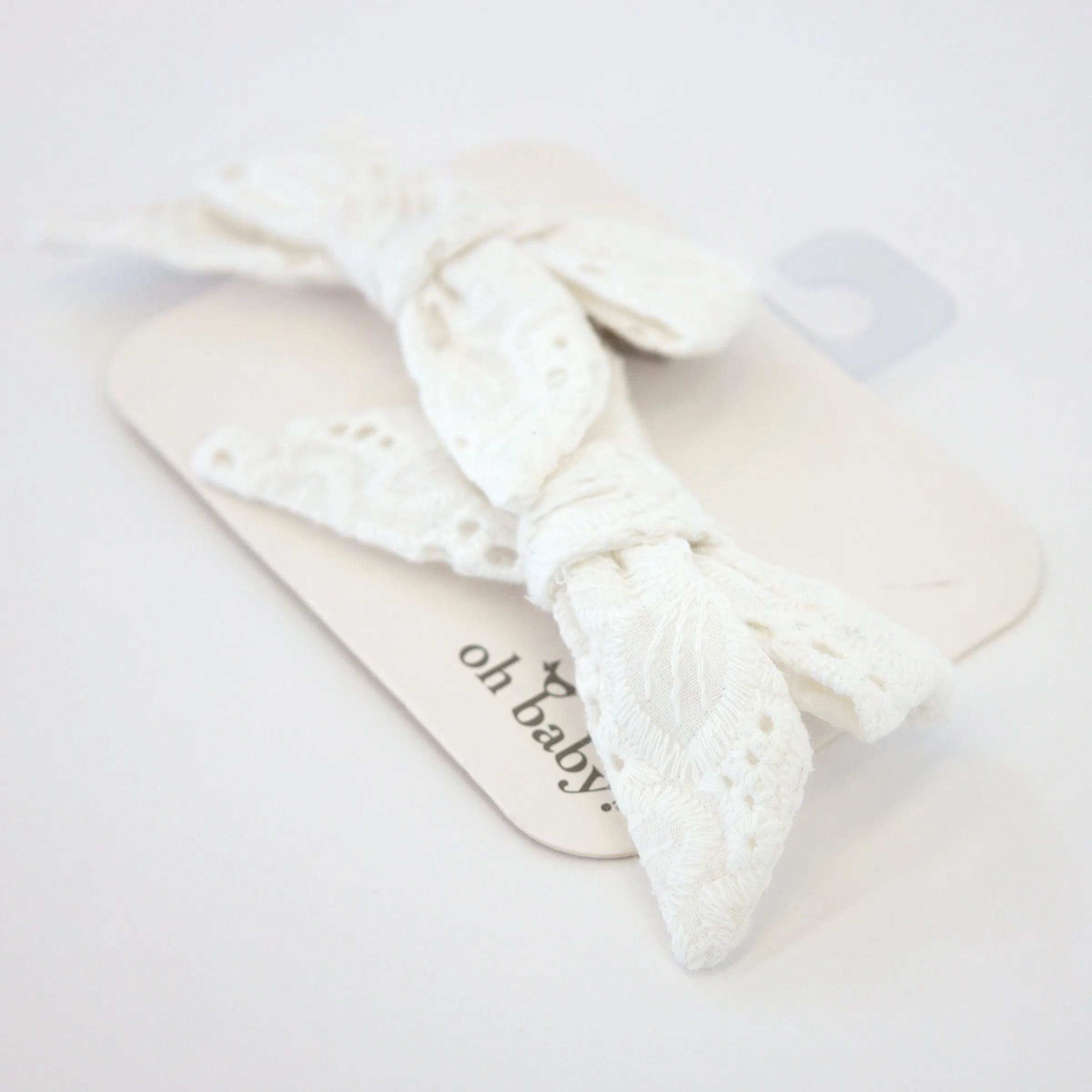 oh baby! Hair Bow Clip - Eyelet - Cream