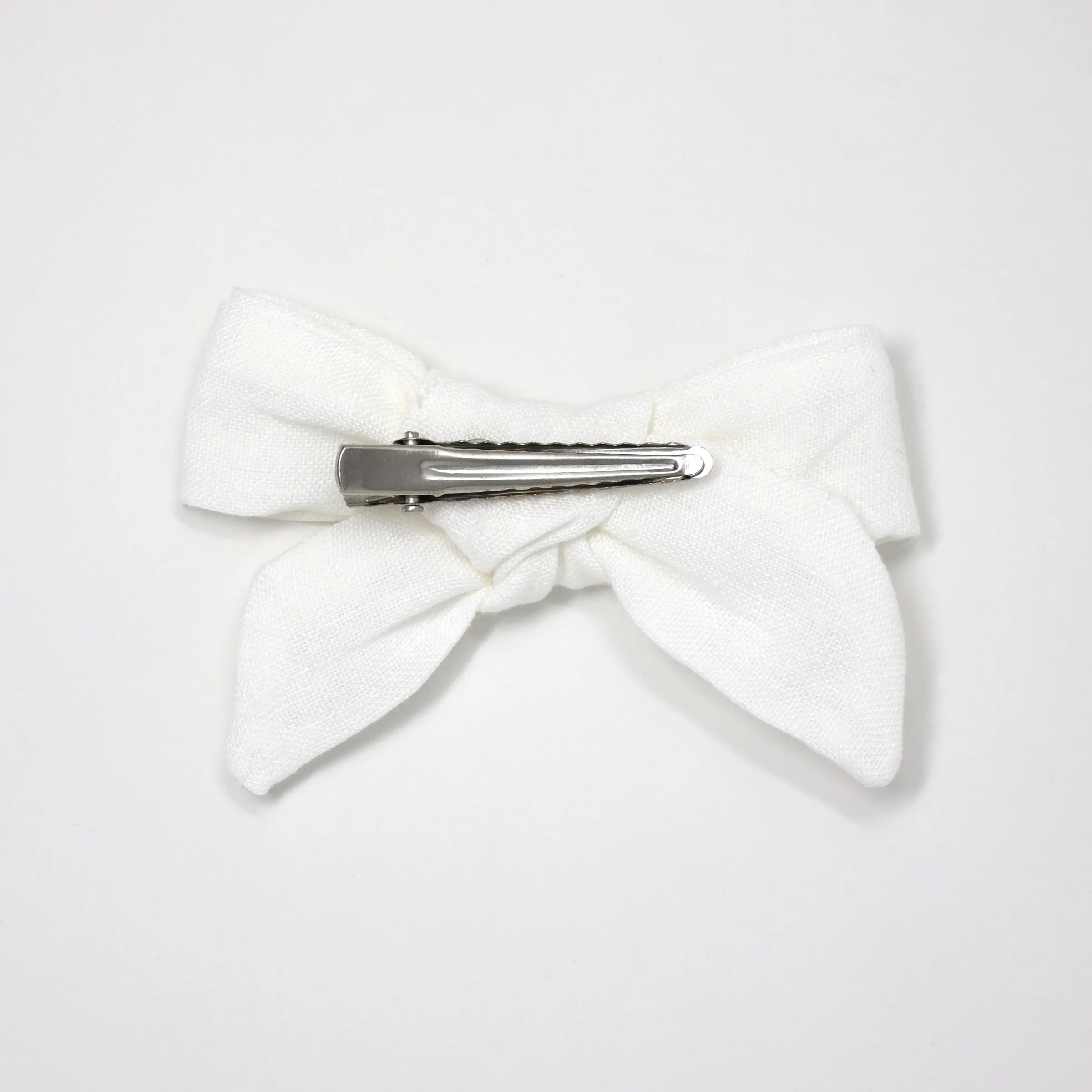 oh baby! School Girl Bow Linen Hair Clip Medium - Cream