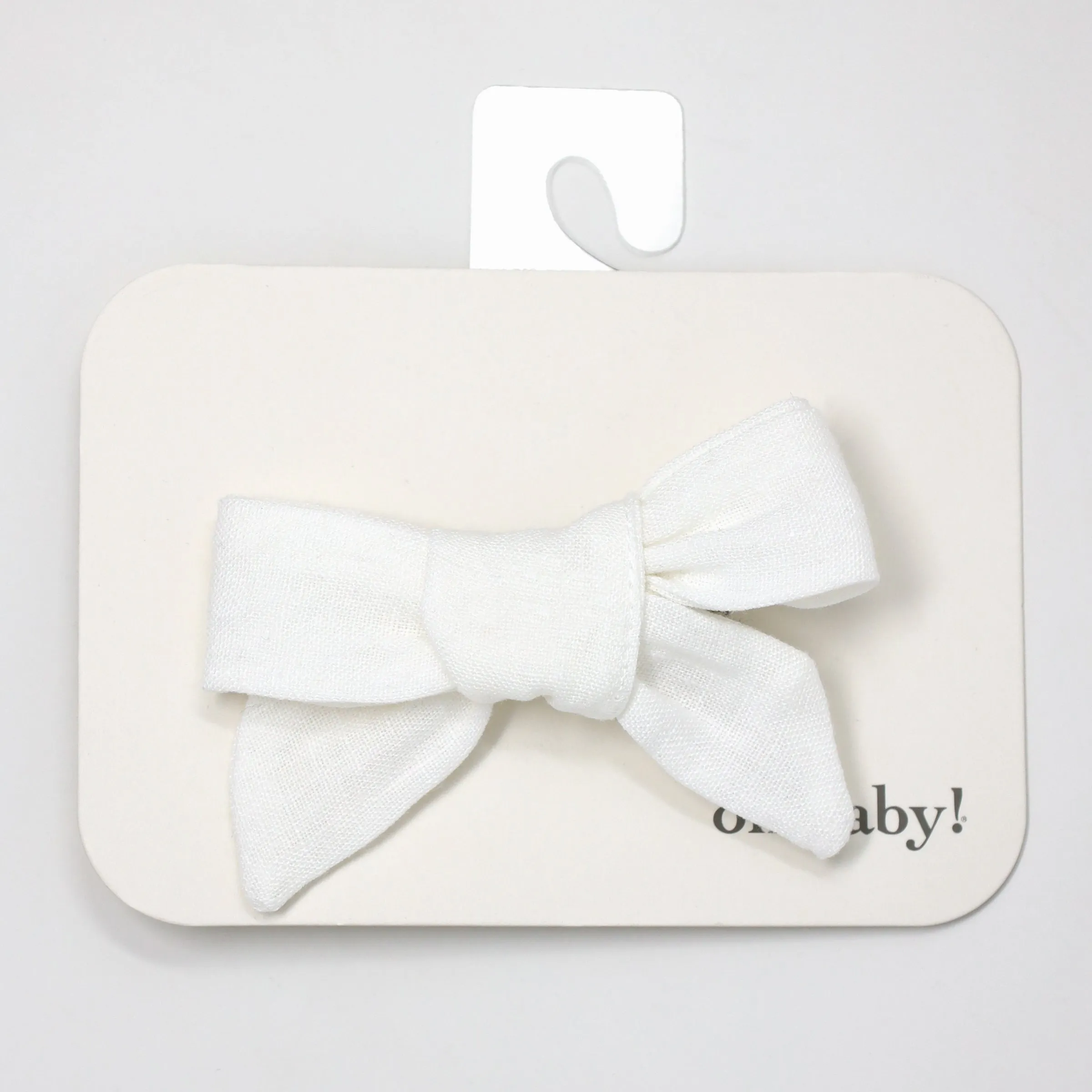 oh baby! School Girl Bow Linen Hair Clip Medium - Cream