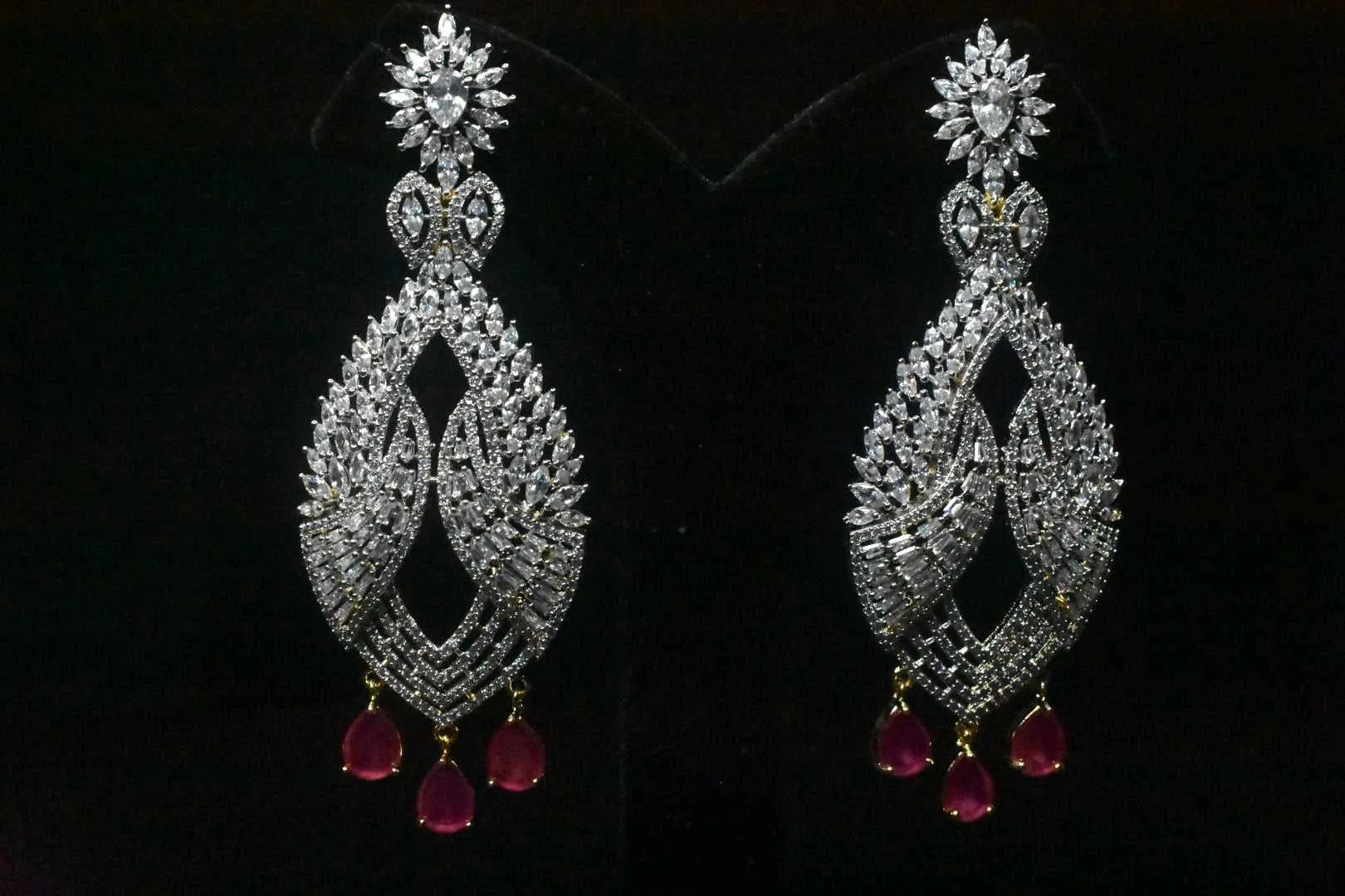 One Gram Gold American Diamond Studded Chandelier Earring