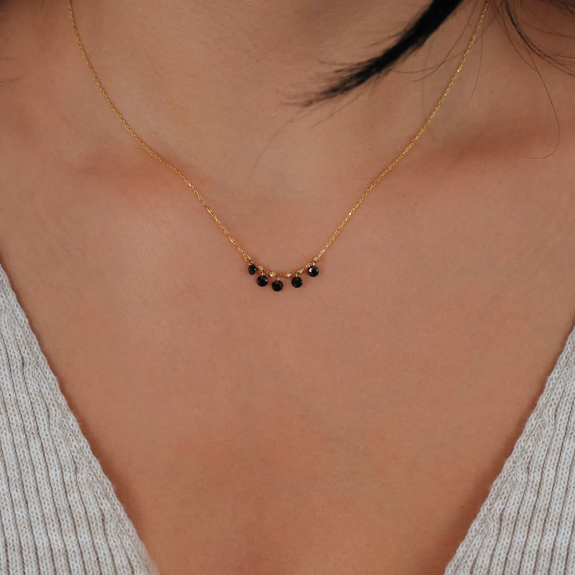 Onyx Necklace | 14K Solid Gold