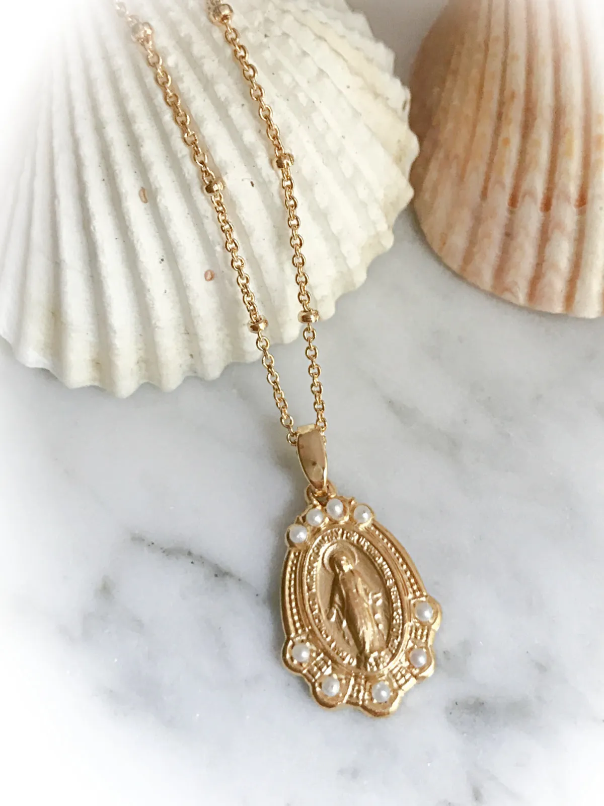 Our Lady Mary Medallion Necklace by Amano Studio