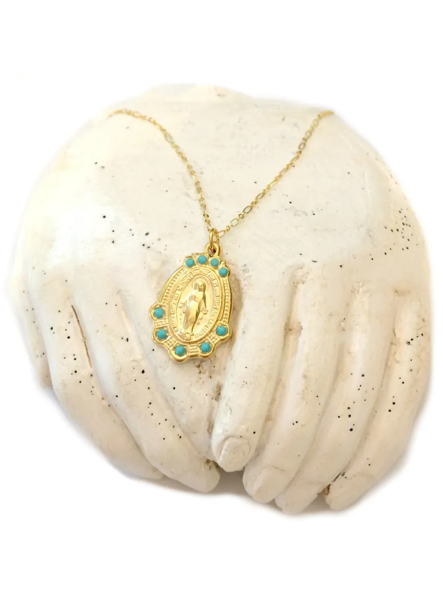 Our Lady Mary Medallion Necklace by Amano Studio