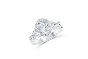 Oval Diamond Engagement Ring 1.61 ct tw 14K White Gold DENG043