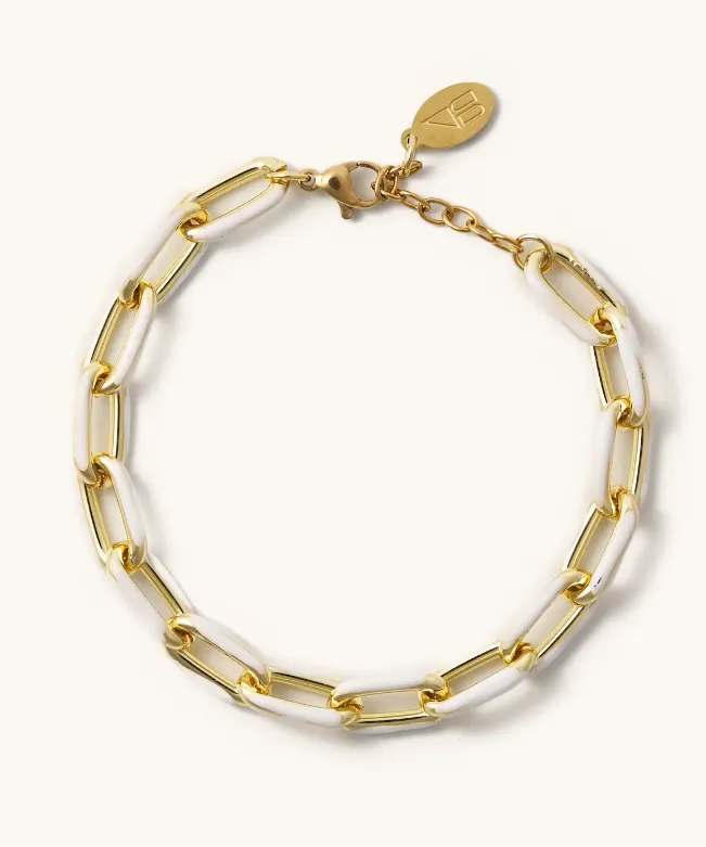 Paula White Acrylic Chain Bracelet - Gold