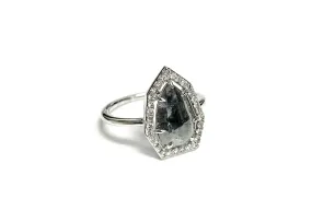 Pear Shaped Grey Rough Cut Diamond Ring