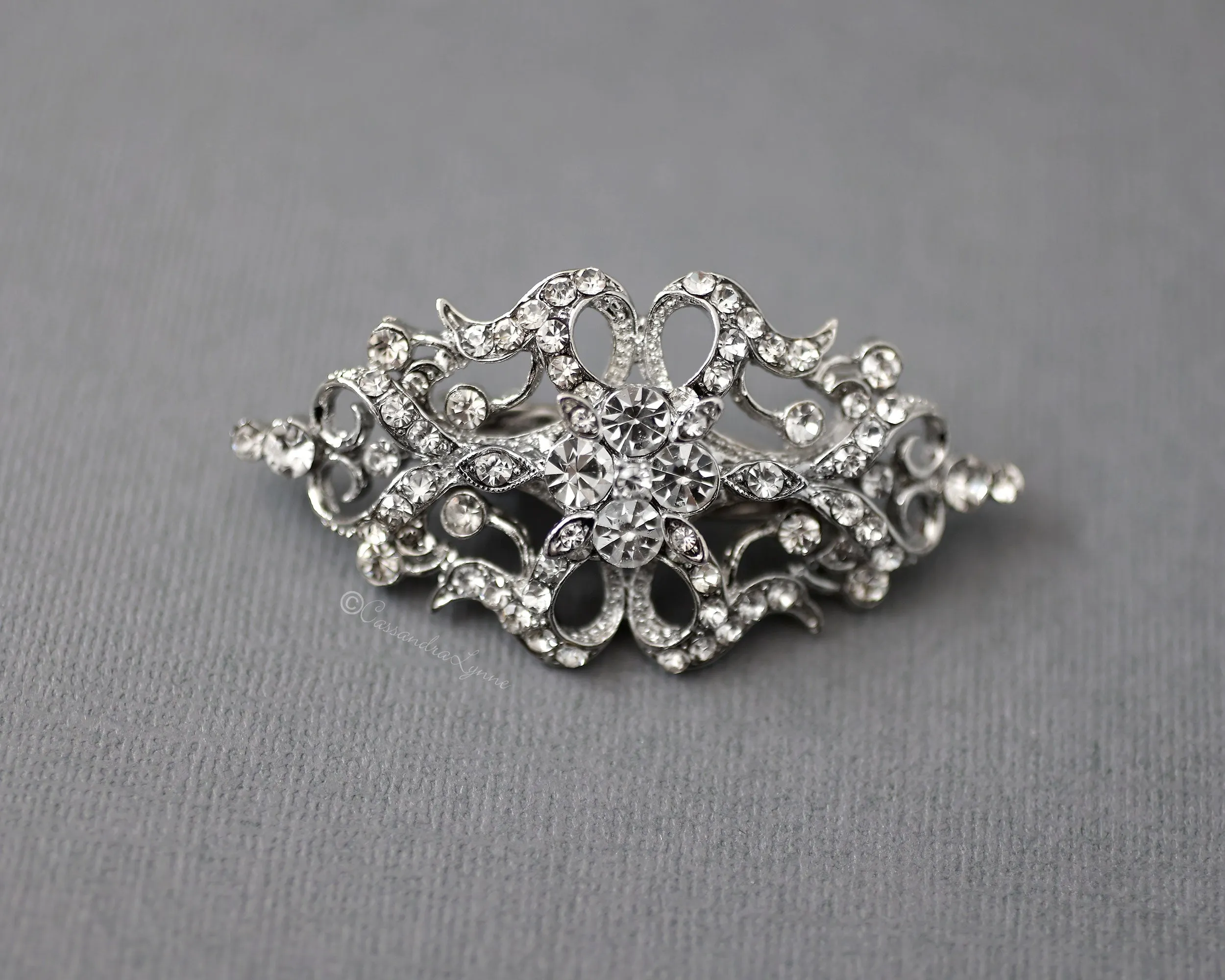 Petite Bridal Hair Clip in Antique Silver