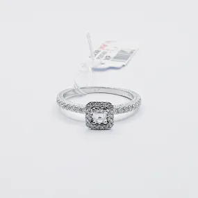 Princess Illusion Halo Diamond Engagement Ring