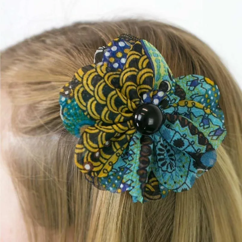 Rags to Riches Blue Multi Color Hair Clip