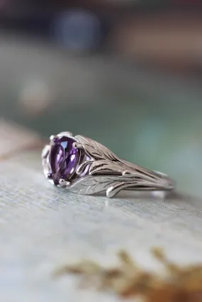 READY TO SHIP: Wisteria in 18K white gold, pear amethyst 7x5 mm, RING SIZE - 6.75 US