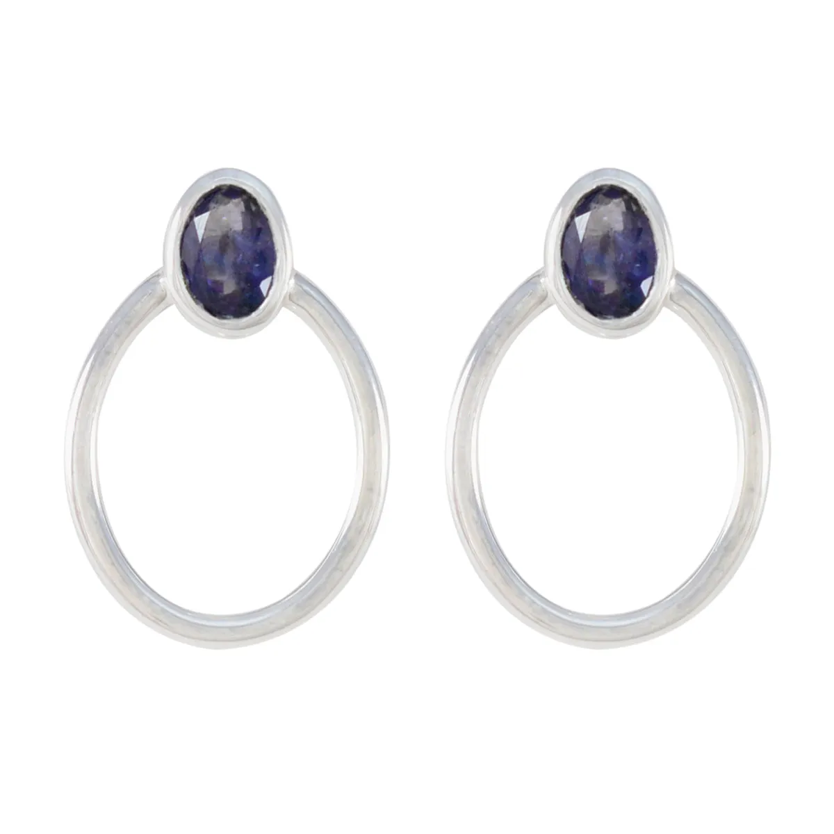 Riyo Beauteous 925 Sterling Silver Earring For Demoiselle Iolite Earring Bezel Setting Blue Earring Stud Earring