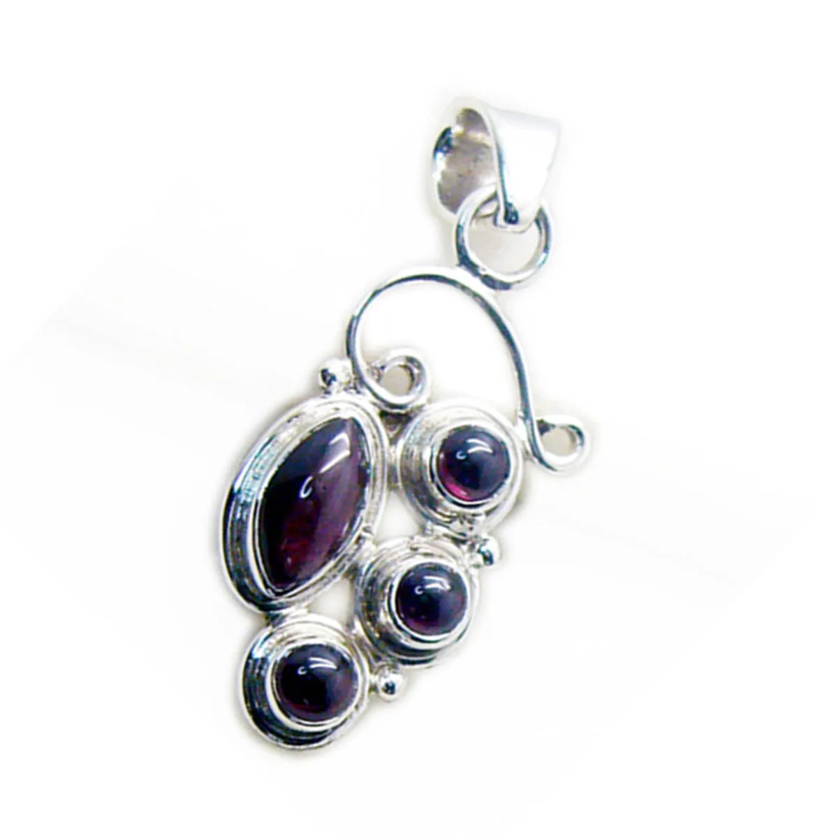 Riyo Bonny Gems Multi Cabochon Red Garnet Silver Pendant Gift For Boxing Day