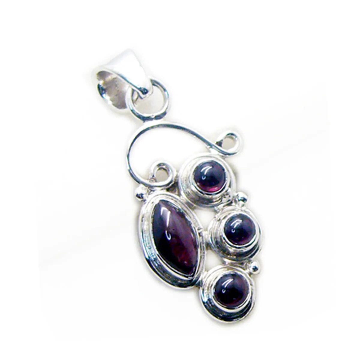 Riyo Bonny Gems Multi Cabochon Red Garnet Silver Pendant Gift For Boxing Day