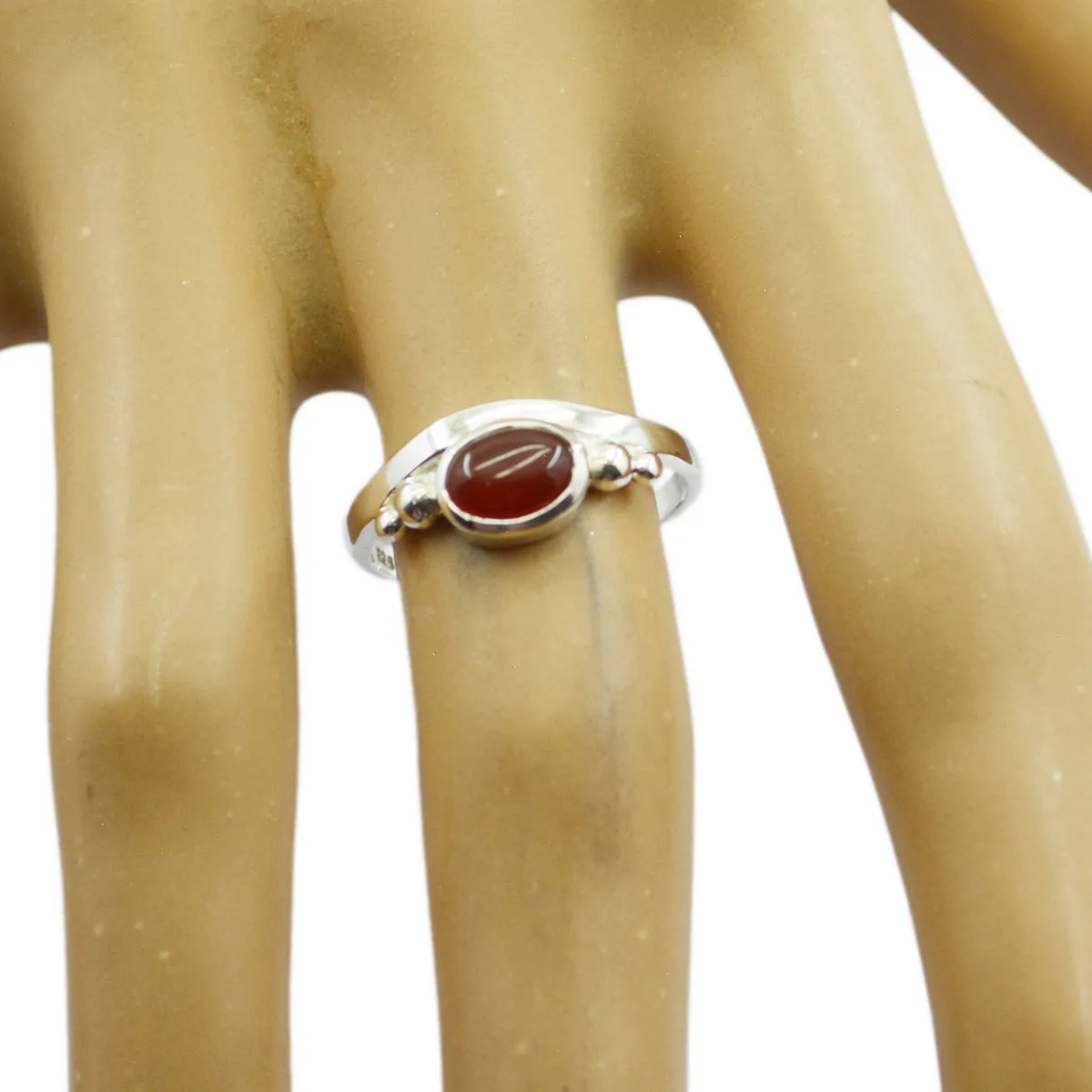 Riyo Flawless Gemstones Red Onyx Solid Silver Rings Hippie Jewelry