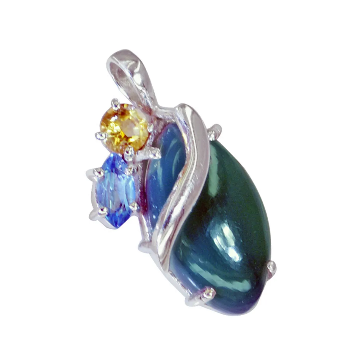 Riyo Foxy Gemstone Multi Faceted Multi Color Multi Stone 1076 Sterling Silver Pendant Gift For Girlfriend