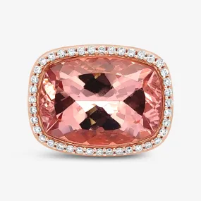 Rose Gold Morganite & Diamond Halo Ring