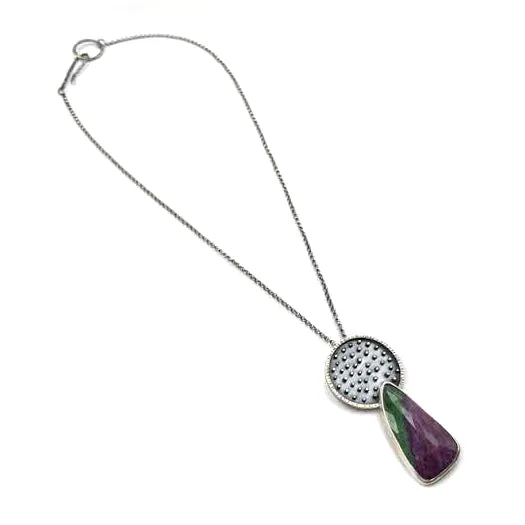 Ruby Fuchsite Beaded Halo Pendant