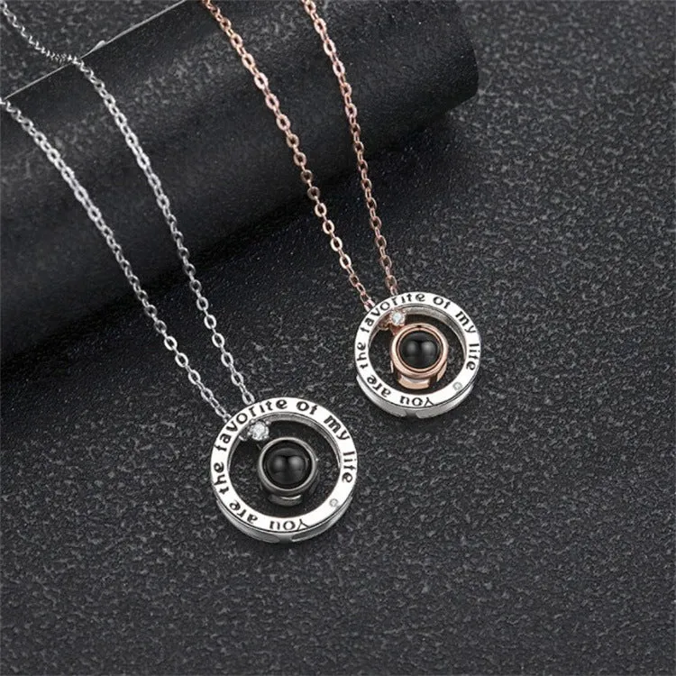 S925 Silver Couple Set Necklace with Picture Inside