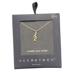 Secret Box 14K Gold Dipped Metal The Treble Clef Necklace