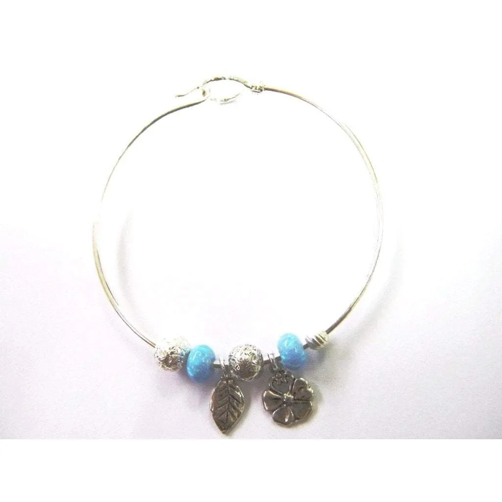 Silver Bracelets , Israeli Blue Opals bracelets ,  Boho jewelry, Hippie Bracelet, Charms Bracelets