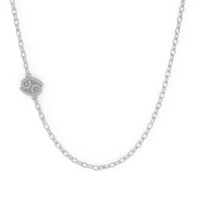 Silver Cancer Pave Zodiac Necklace