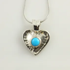 Silver Handcrafted Blue Turquoise Heart Pendant