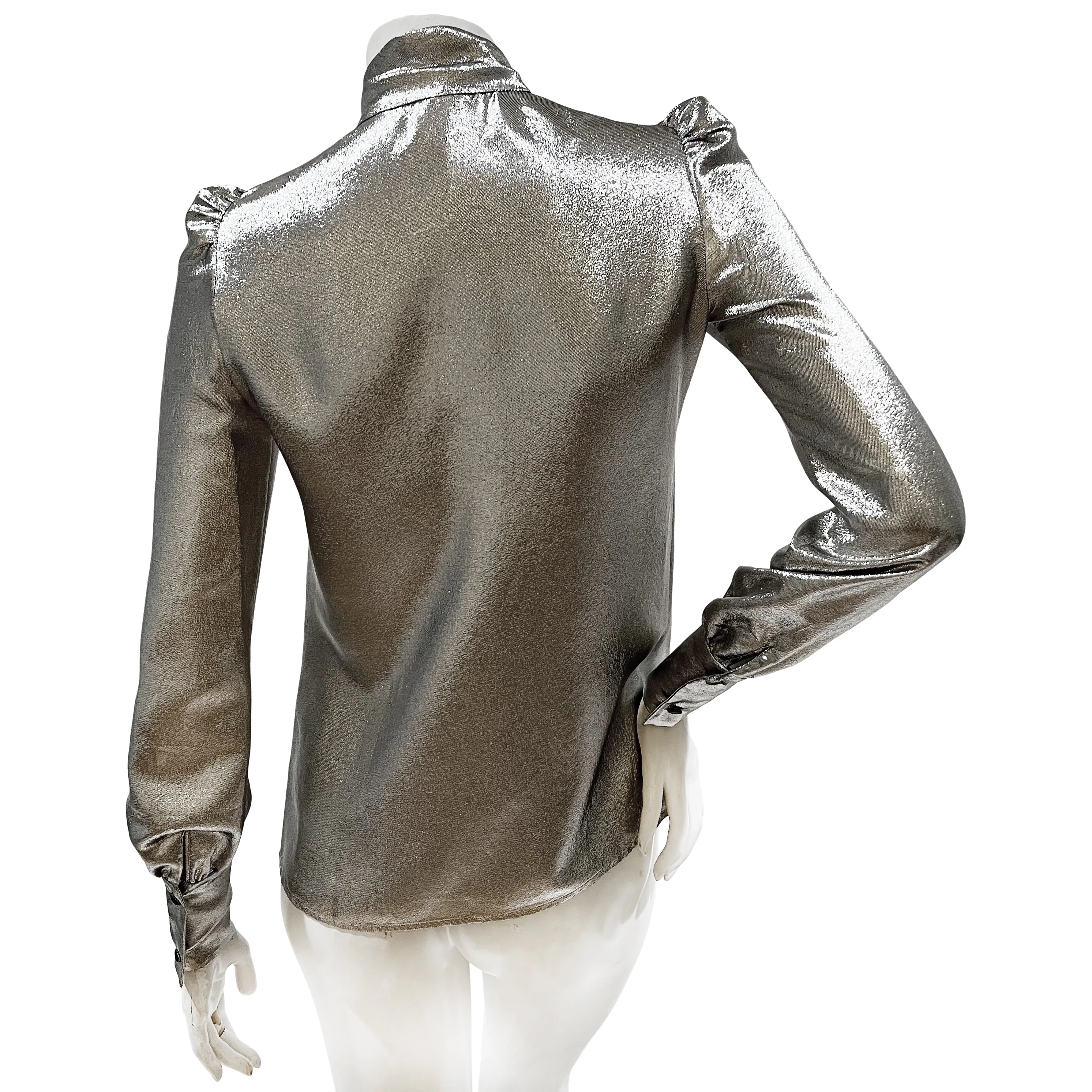 Silver Lurex Scarf Neck Blouse