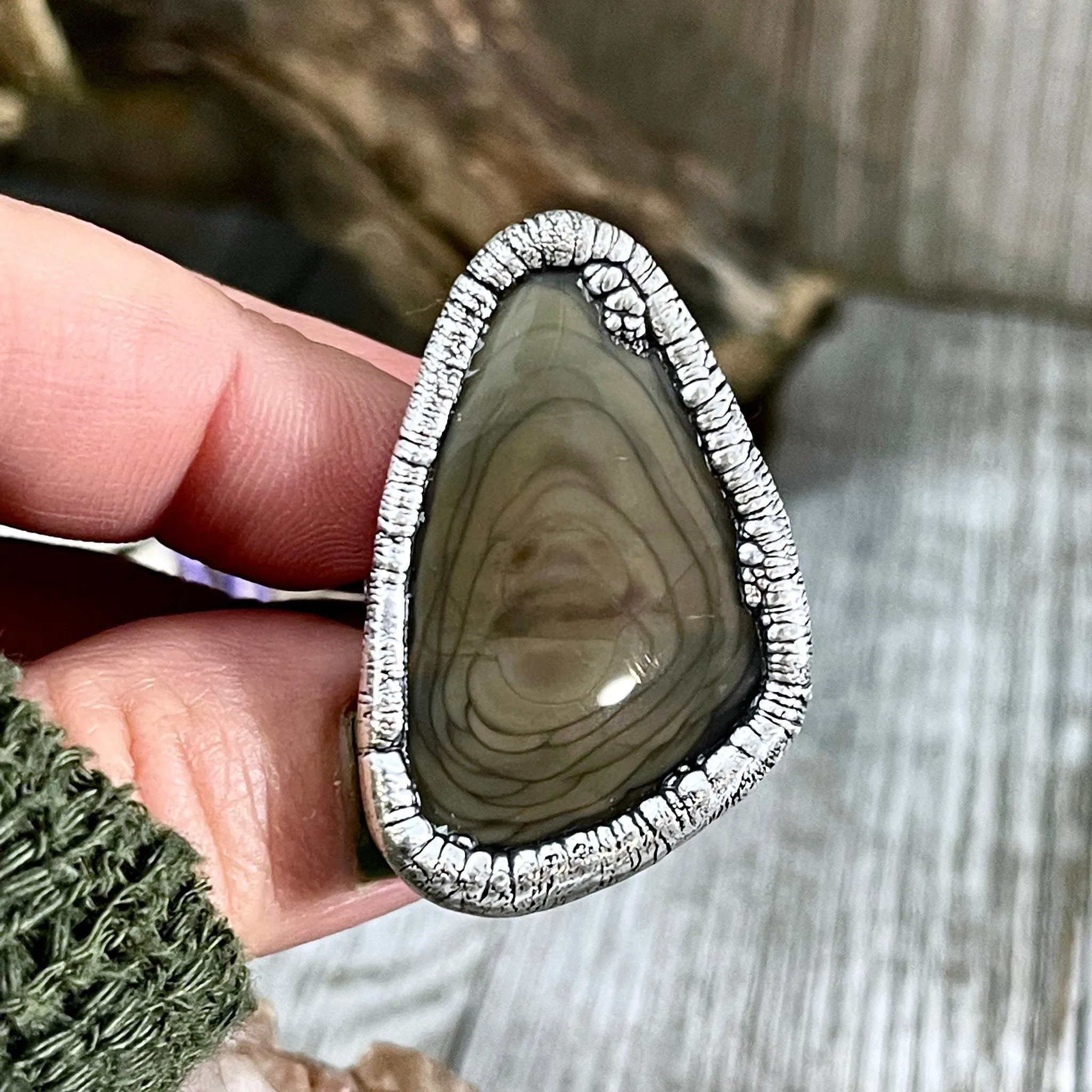 Size 8 Large Imperial Jasper Statement Ring in Fine Silver / Foxlark Collection - One of a Kind