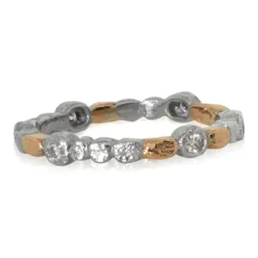 Skinny Pebbles Diamond Band in Palladium and Rose Gold