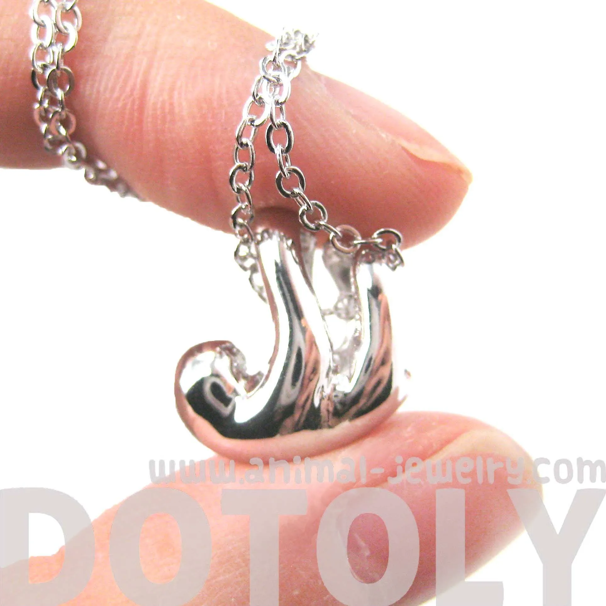 Sleek Abstract Sloth Shaped Animal Pendant Necklace in Silver | DOTOLY