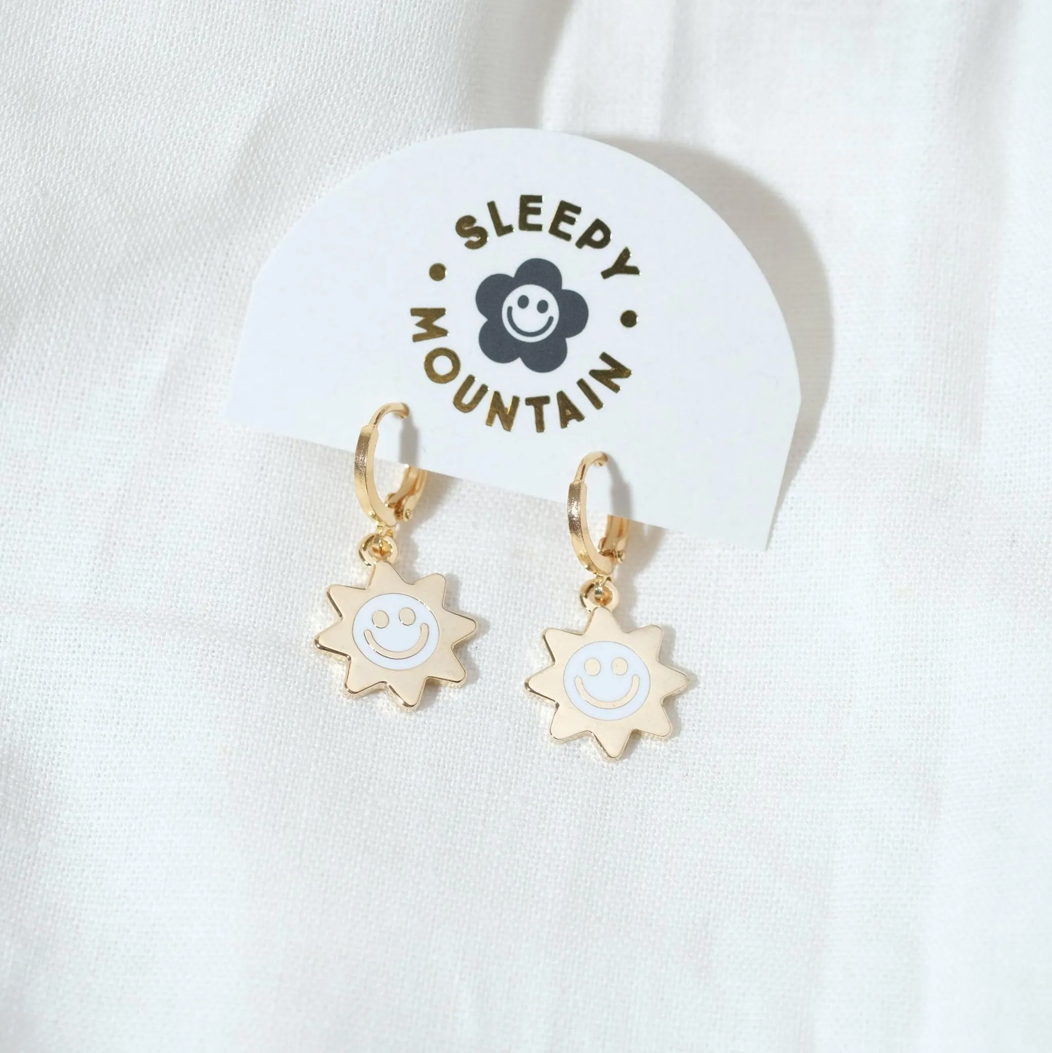 Smiley Sun Huggie Hoop Earrings