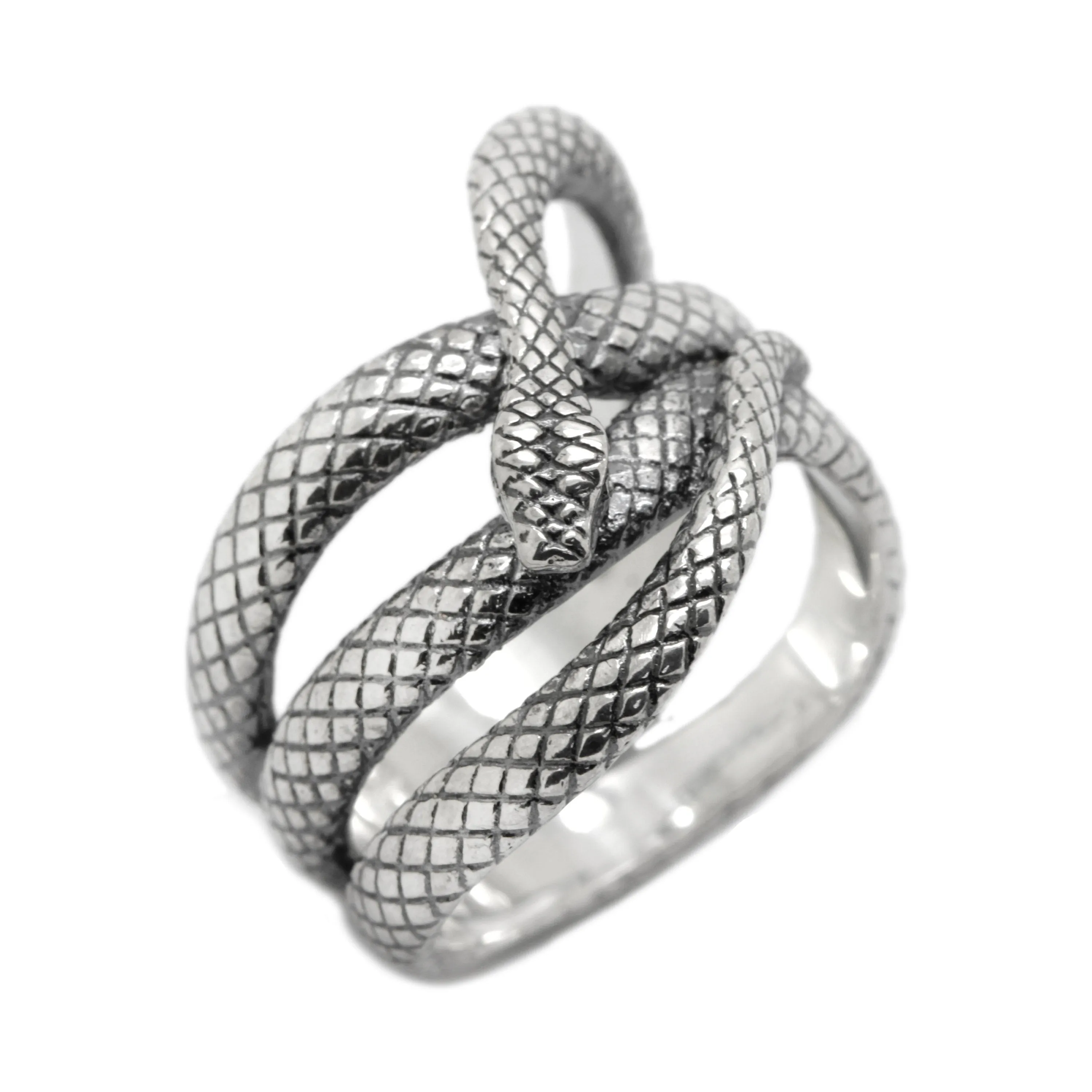 Snake Women Ring Silver White Eyes Zircon Gems 925