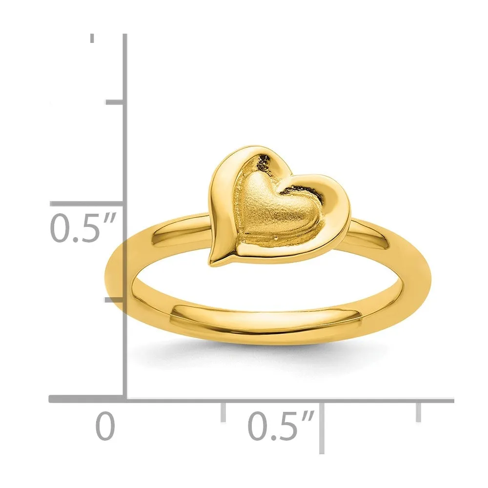 Stackable Expressions Gold-Plated Heart Ring in Sterling Silver