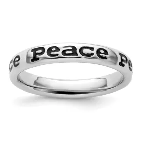 Stackable Expressions Polished Enameled Peace Ring in Sterling Silver