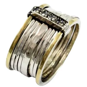 Stacking rings. Vintage inspired bands for woman with zircons