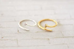 Sterling Silver or Gold Nail Ring - Adjustable Nail Screw Wrap Ring Midi Ring Dainty Ring Minimalist Ring Stacking Ring Spiral Ring