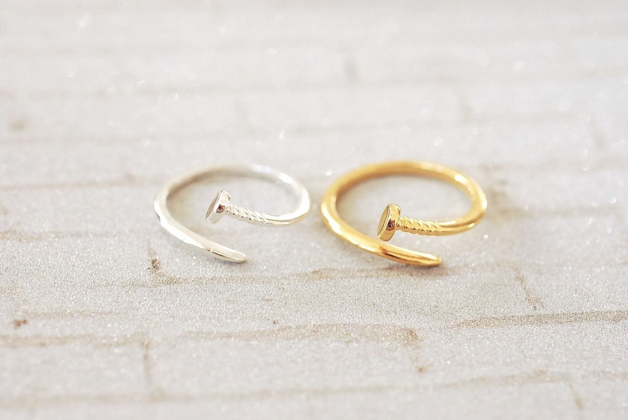 Sterling Silver or Gold Nail Ring - Adjustable Nail Screw Wrap Ring Midi Ring Dainty Ring Minimalist Ring Stacking Ring Spiral Ring