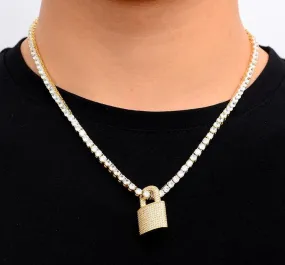 Tennis Chain Lock Pendant