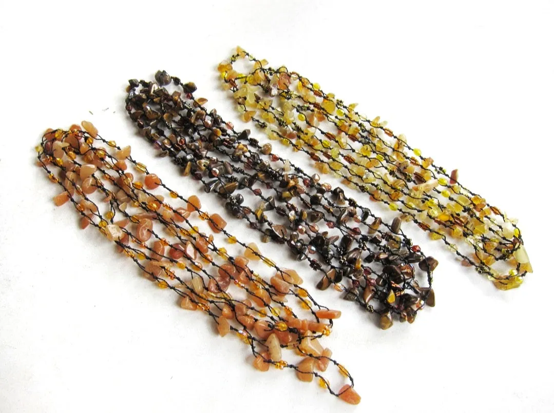 Tiger Eye   Citrine Stone Chips Layering Necklaces - ALL ON SALE!