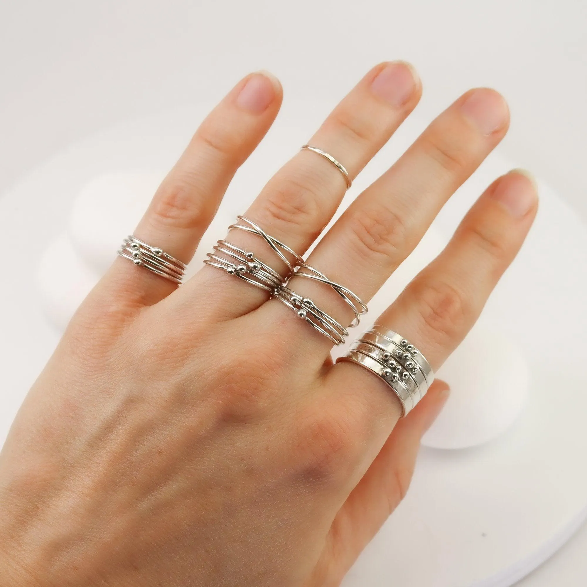 Tiny Silver Stacking Rings