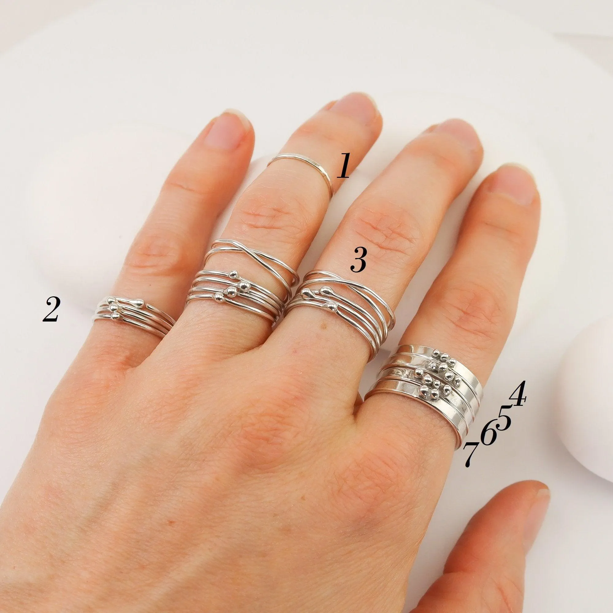 Tiny Silver Stacking Rings