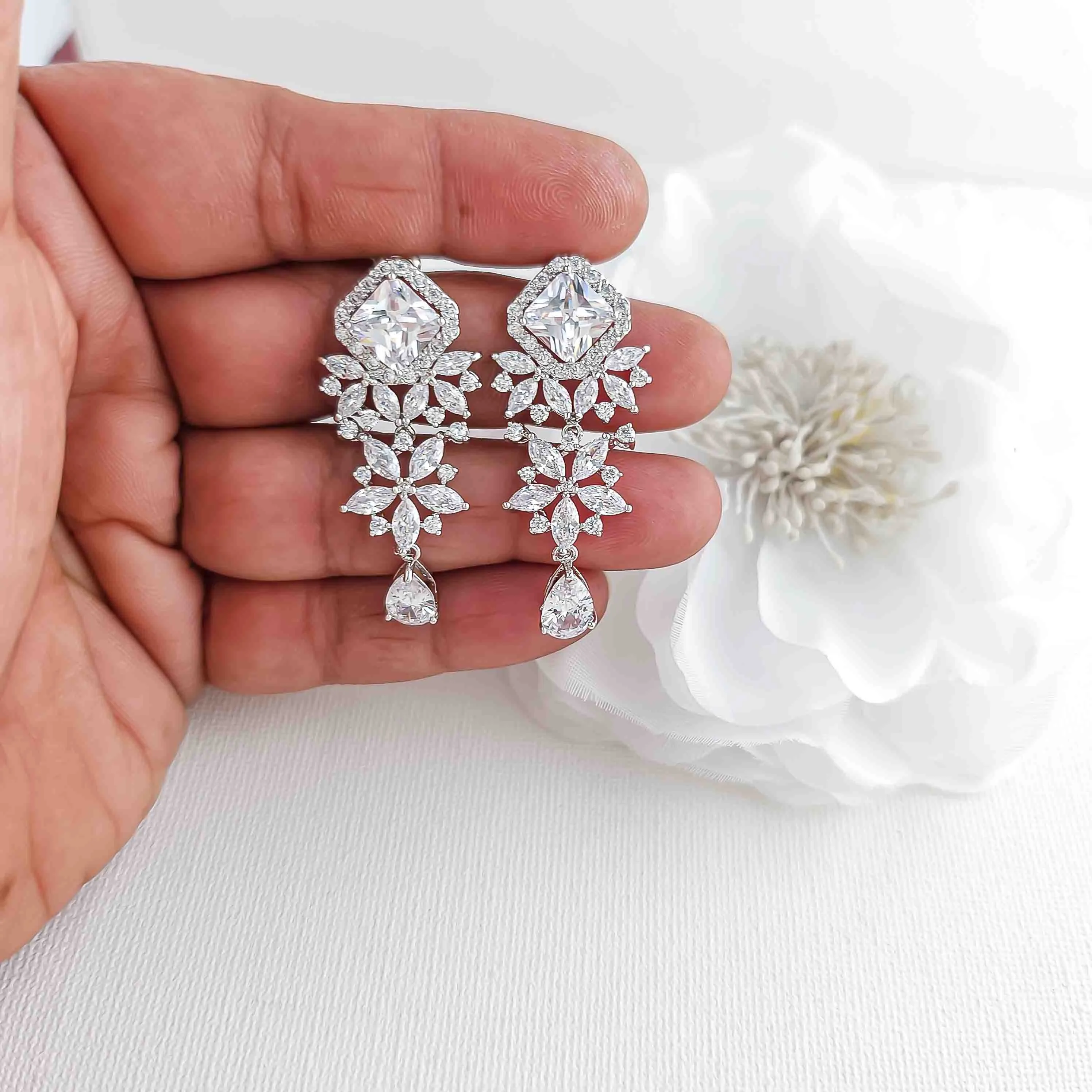 Wedding Drop Earrings-Lacie