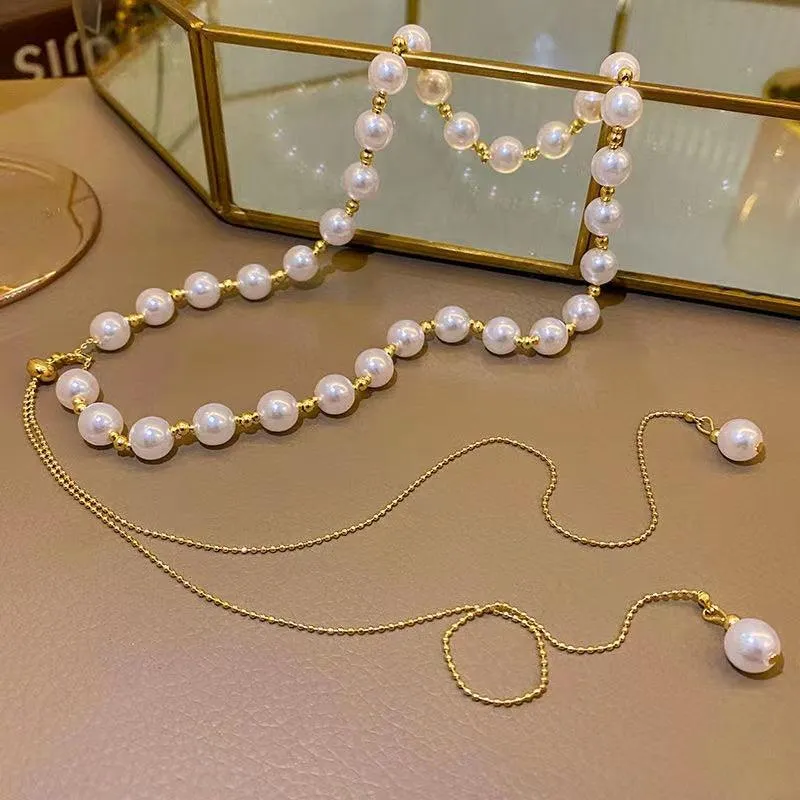 White Freshwater Pearl Necklace for Women with Premium Tassels LJ26