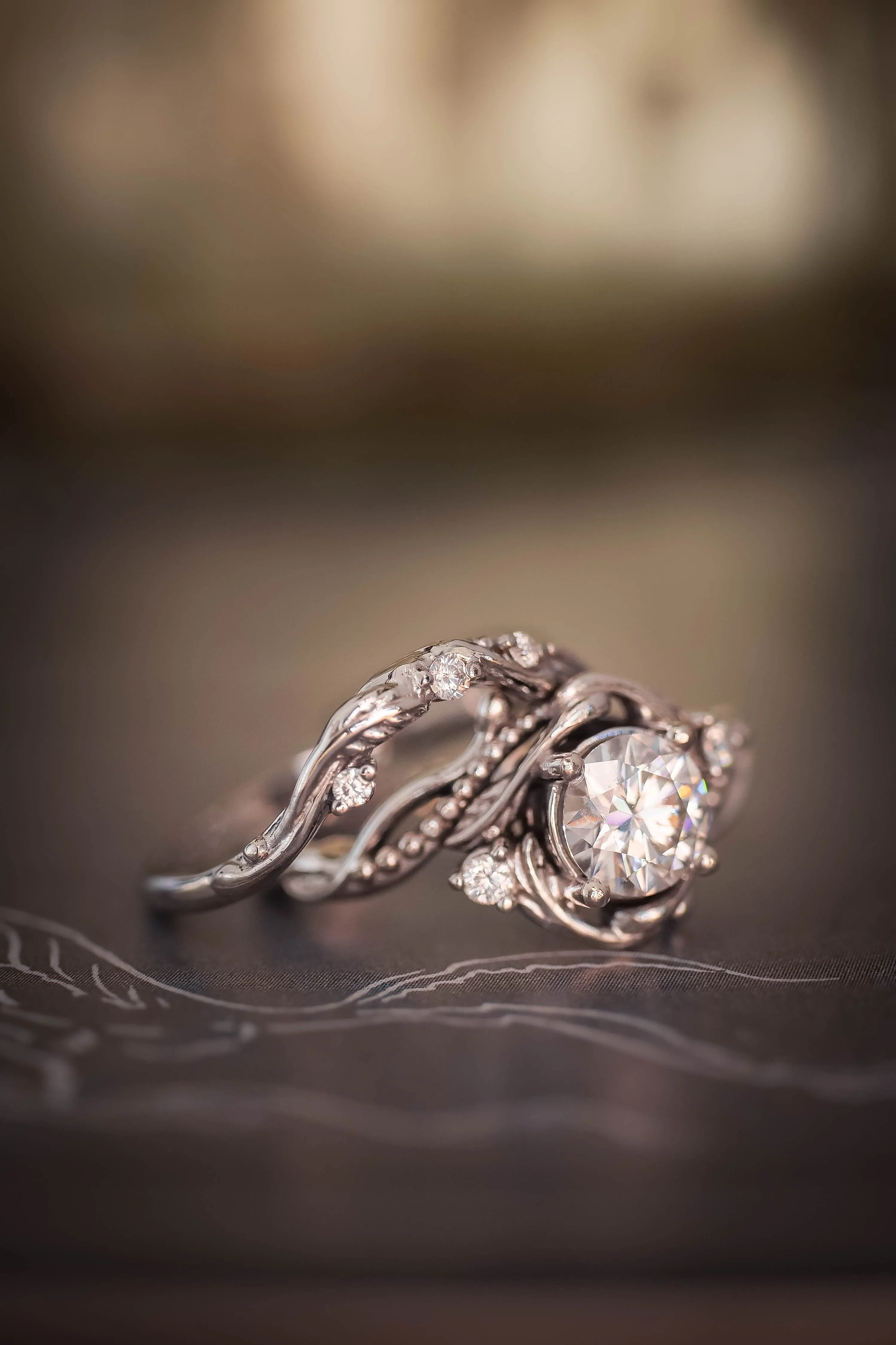 White gold bridal ring set with lab grown diamond / Undina