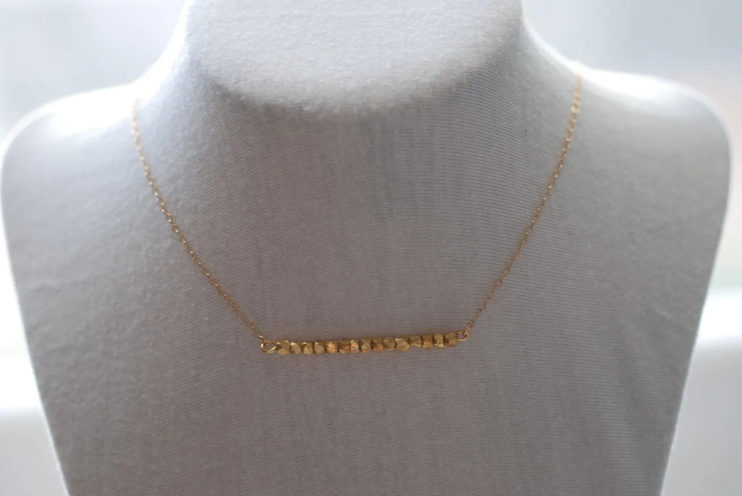 Wholesale Gold Sideways Nuggets Necklace, Horizontal Gold Nugget Necklace,Dainty Nuggets,Gold Chunk Necklace,Minimalist Nuggets,Small golden nuggets