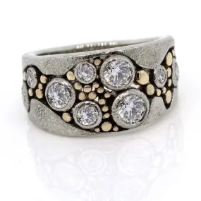 Wide Multi-Diamond River Pebbles Ring