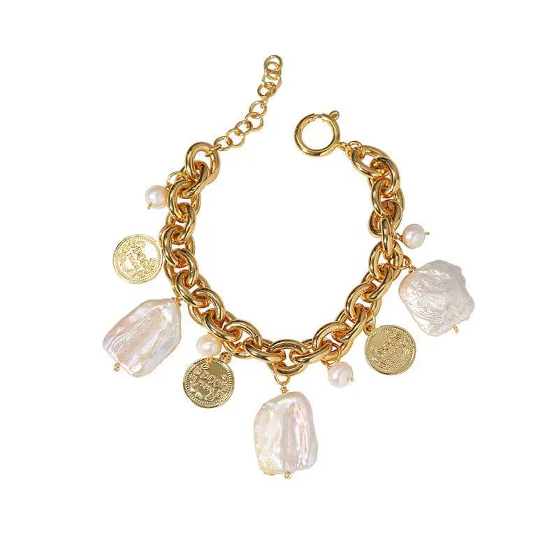 Wild Coin Square Baroque Pearl Necklace and Bracelet (Purchase Individually)