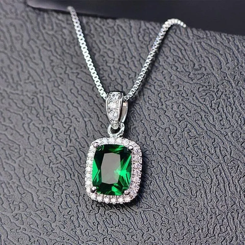 Zirconia Geometric Cubic Pendant Necklace