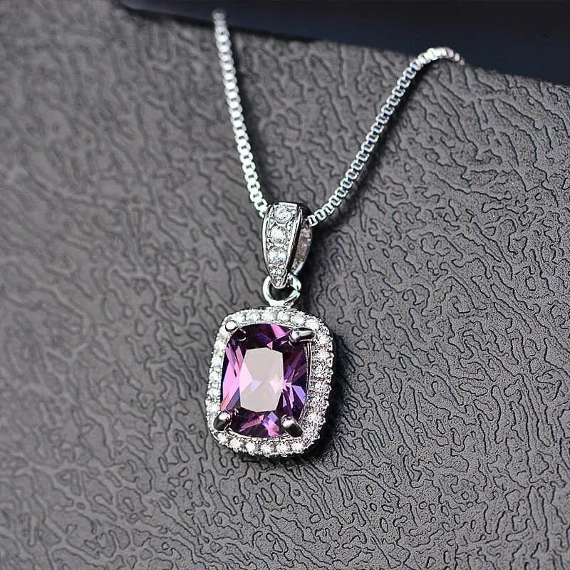 Zirconia Geometric Cubic Pendant Necklace