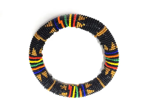 Zulu Beaded Disc Bangle Thick - Multiple colors